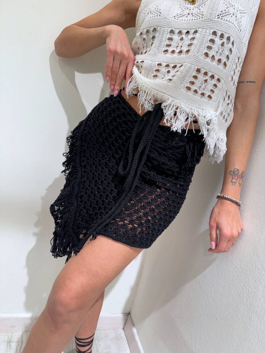 Shop Online Pareo corto crochet nero con frange HaveOne