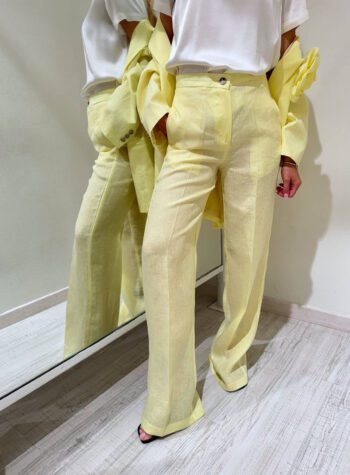 Shop Online Pantalone palazzo pulcino in lino Vicolo