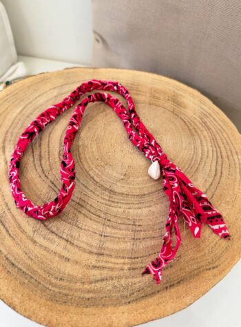 Shop Online Collana bandana intrecciata bianca con conchiglia