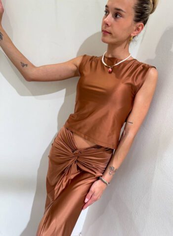 Shop Online Gonna satin nera con nodo Kontatto