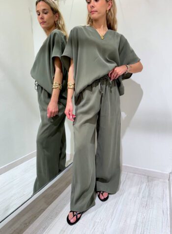 Shop Online Coordinato pantalone e blusa verde militare HaveOne