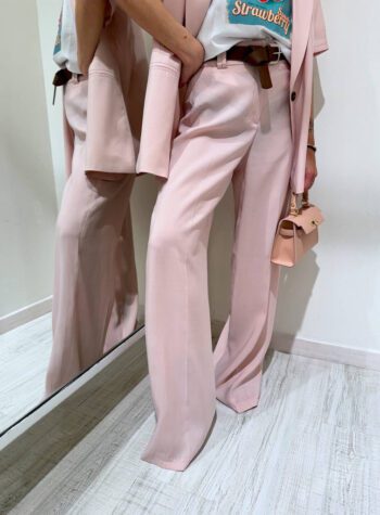Shop Online Pantalone dritto rosa cipria con cintura HaveOne