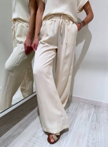 Shop Online Pantalone palazzo burro con laccio Vicolo