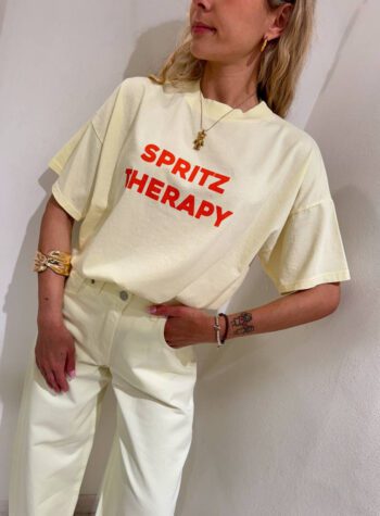 Shop Online T-shirt basic beige ricamo ”solo cose leggere” Vicolo