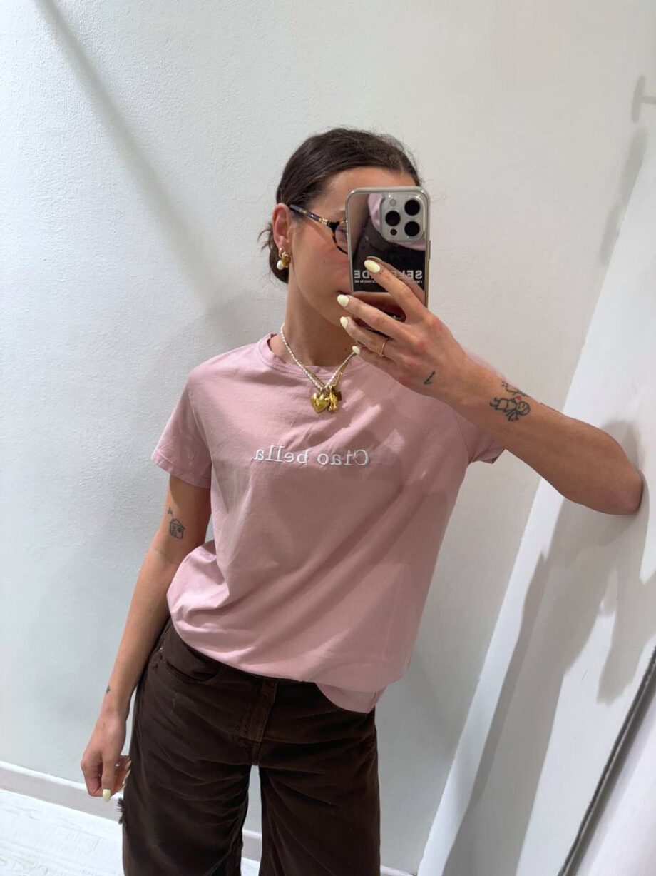 Shop Online T-shirt basic bianca ricamo "penso mille miliardi di cose" Vicolo