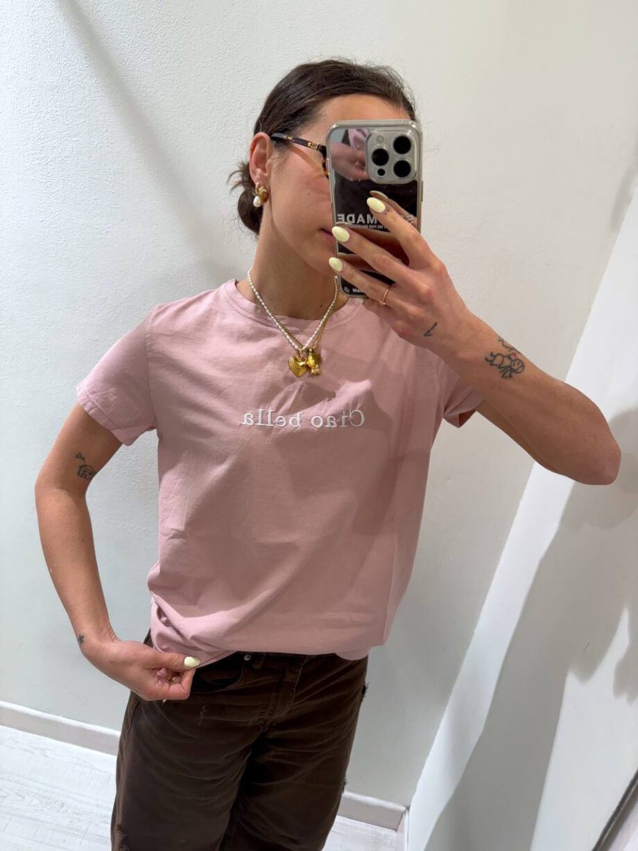 Shop Online T-shirt basic bianca ricamo "penso mille miliardi di cose" Vicolo