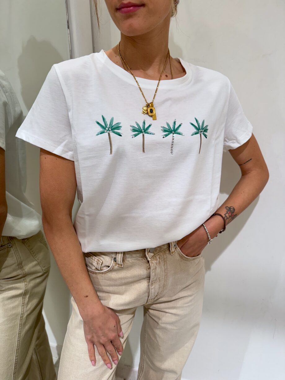 Shop Online T-shirt basic bianca ricamo "penso mille miliardi di cose" Vicolo