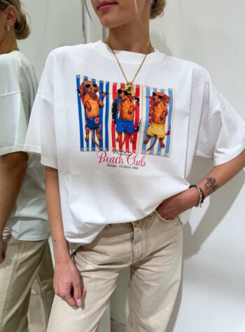 Shop Online T-shirt basic bianca ricamo "penso mille miliardi di cose" Vicolo