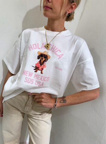 Shop Online T-shirt basic bianca ricamo "penso mille miliardi di cose" Vicolo