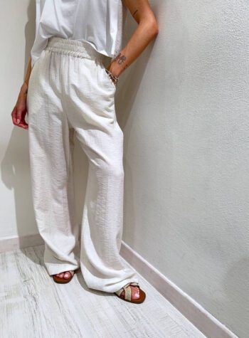 Shop Online Pantalone palazzo burro con elastico HaveOne