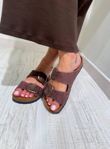 Shop Online Ciabatte moro in pelle con fasce Ovyè