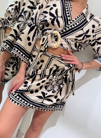 Shop Online Gonna pareo beige fantasia palme nera HaveOne