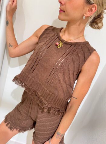 Shop Online Short crochet moro con frange Vicolo