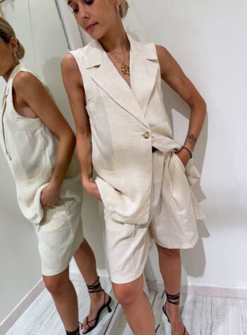 Shop Online Coordinato bermuda e gilet verde burro Vicolo
