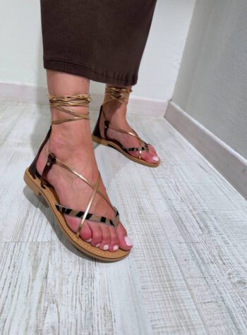 Shop Online Sandalo infradito zebrato e beige alla schiava Ovyè