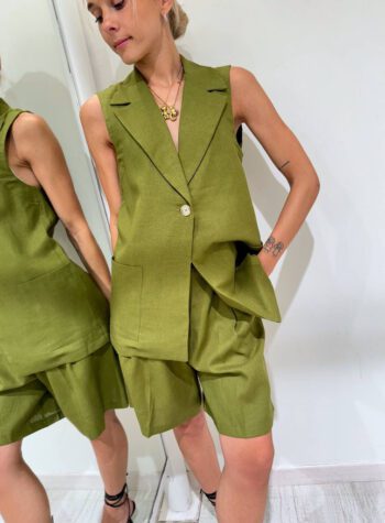 Shop Online Coordinato bermuda e gilet verde olio Vicolo