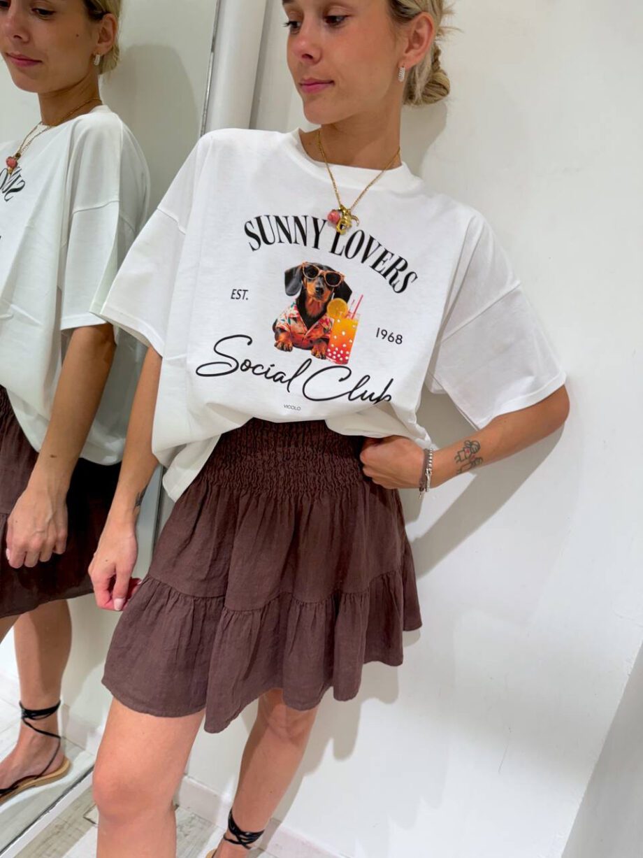 Shop Online T-shirt oversize bassotto e strass Vicolo