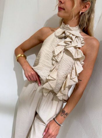 Shop Online Pantalone palazzo sabbia con elastico HaveOne