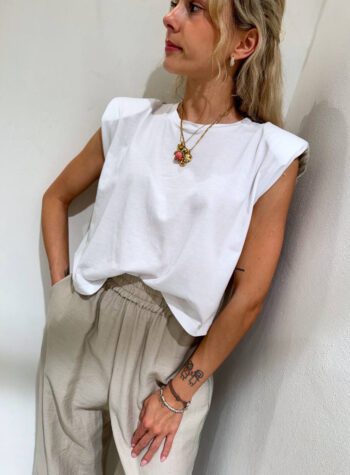 Shop Online Pantalone palazzo beige con elastico HaveOne