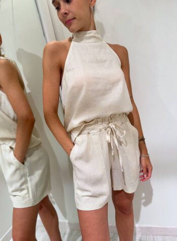 Shop Online Coordinato short e top in lino burro Vicolo