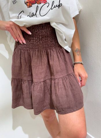 Shop Online Minigonna nocciola con balze Vicolo