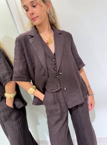 Shop Online Blazer moro in lino mezze maniche HaveOne