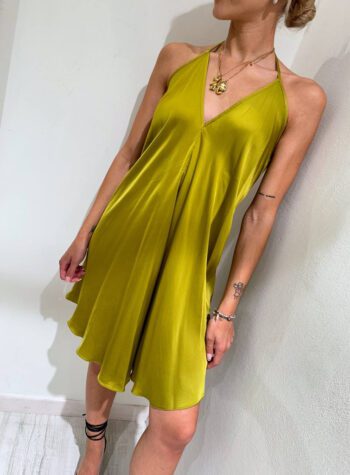 Shop Online Vestito corto fazzoletto verde olio HaveOne