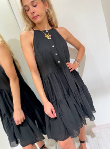 Shop Online Vestito corto serafino con balze nero Susy Mix