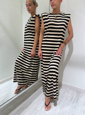 Shop Online Vestito lungo a righe burro e nero Souvenir