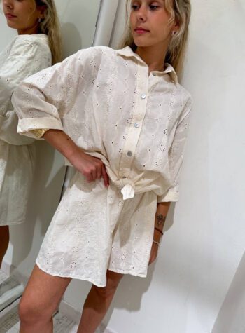 Shop Online Coordinato in san gallo bordeaux short e camicia HaveOne