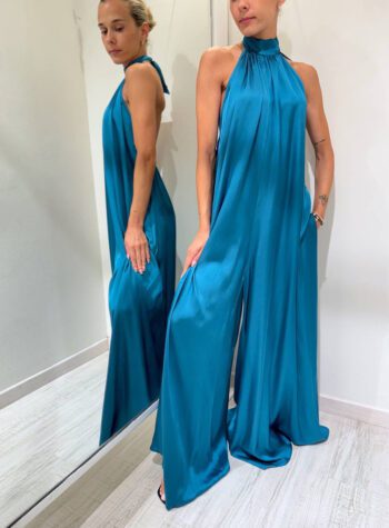 Shop Online Tuta lunga in raso pavone schiena scoperta Souvenir