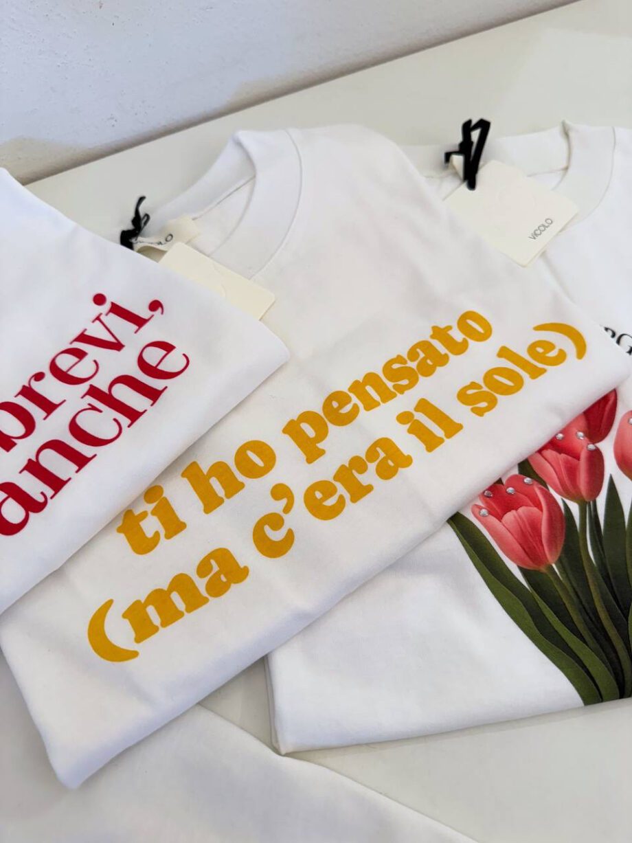 Shop Online T-shirt oversize bianca "ti ho pensato.." Vicolo