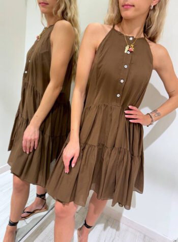 Shop Online Vestito corto serafino con balze cioccolato Susy Mix