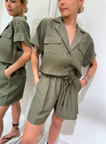 Shop Online Coordinato short e camicia verde militare Susy Mix