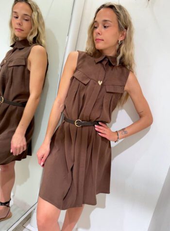 Shop Online Vestito corto tabacco con cintura Susy Mix