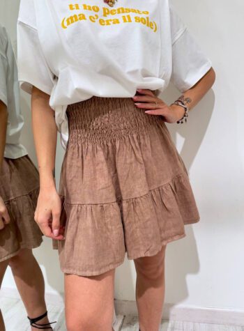 Shop Online Minigonna nocciola con balze Vicolo