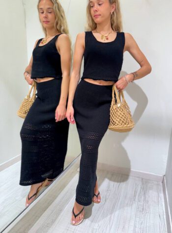 Shop Online Coordinato gonna e top crochet nero Susy Mix