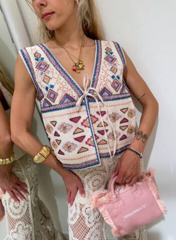 Shop Online Gilet fantasia con ricami e paillettes HaveOne