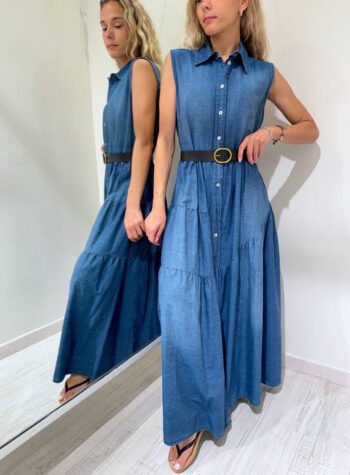 Shop Online Vestito chemisier in chambray con cintura Susy Mix