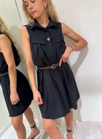 Shop Online Vestito corto nero con cintura Susy Mix