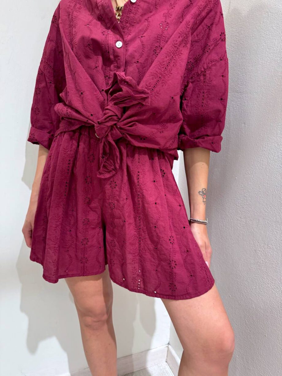 Shop Online Coordinato in san gallo bordeaux short e camicia HaveOne