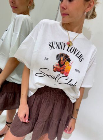Shop Online T-shirt oversize bassotto e strass Vicolo