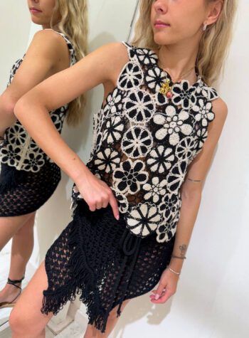 Shop Online Top crochet fiori bicolore Susy Mix
