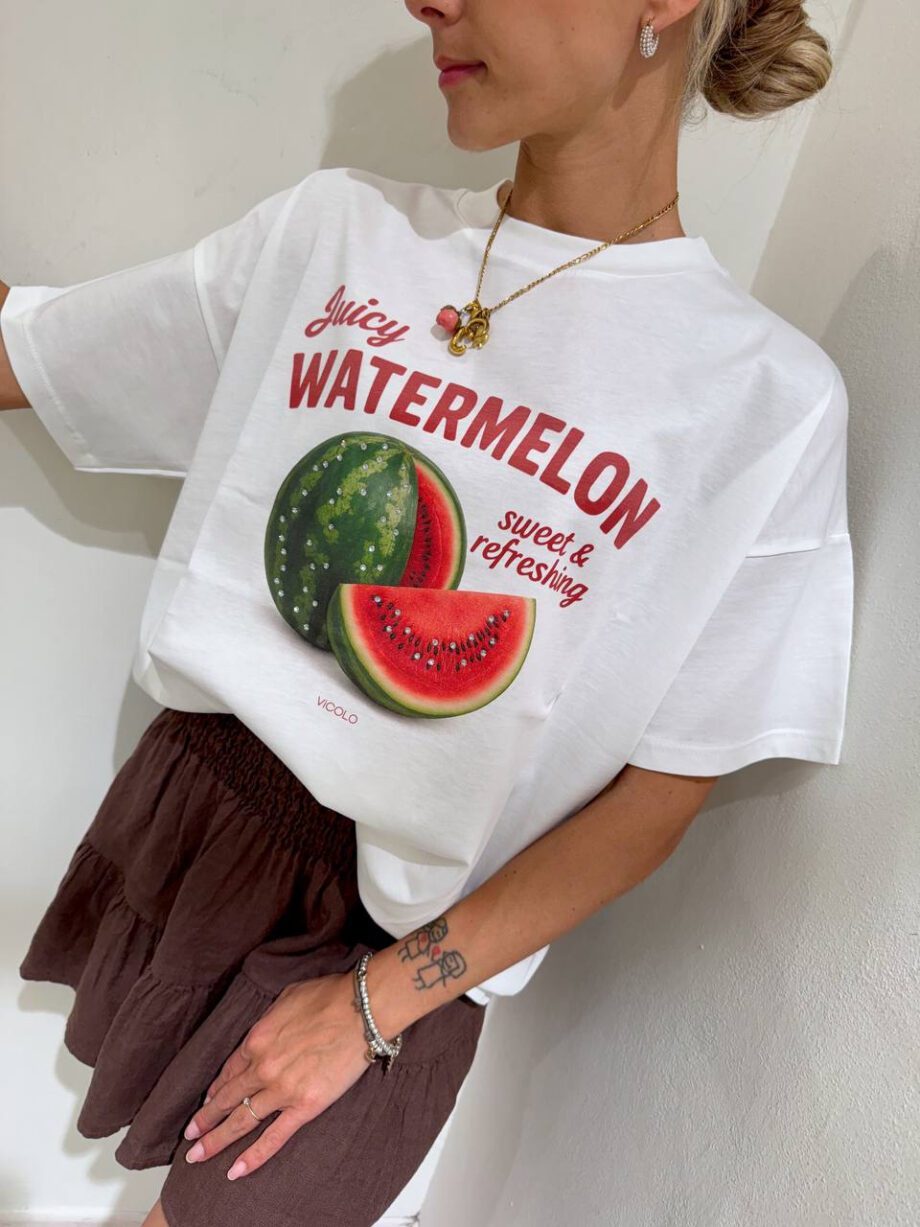 Shop Online T-shirt oversize bianca Watermelon Vicolo