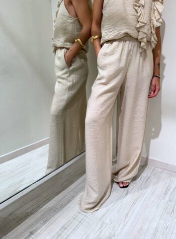 Shop Online Pantalone palazzo sabbia con elastico HaveOne