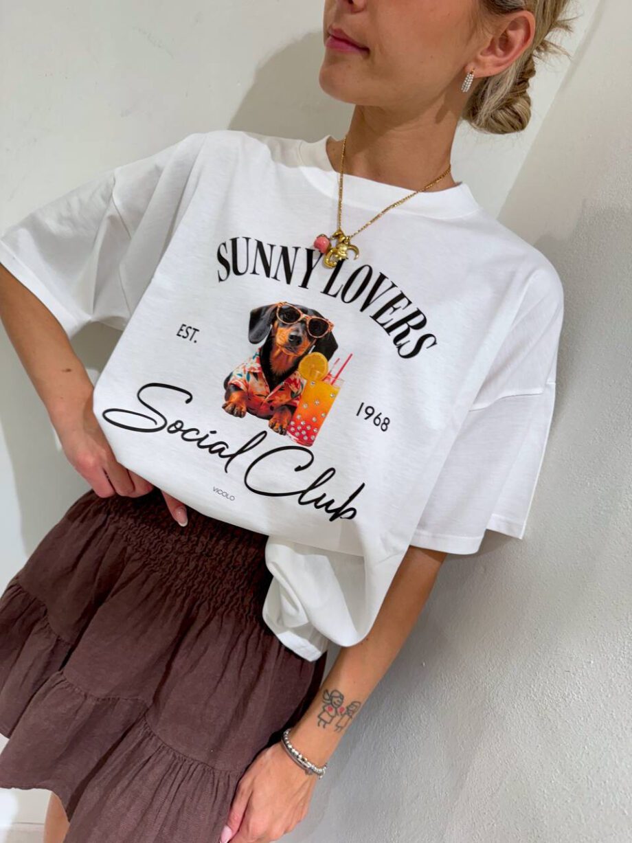 Shop Online T-shirt oversize bassotto e strass Vicolo