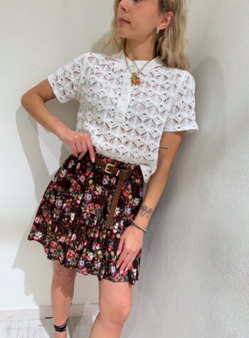 Shop Online Minigonna floreale moro con cintura Susy Mix