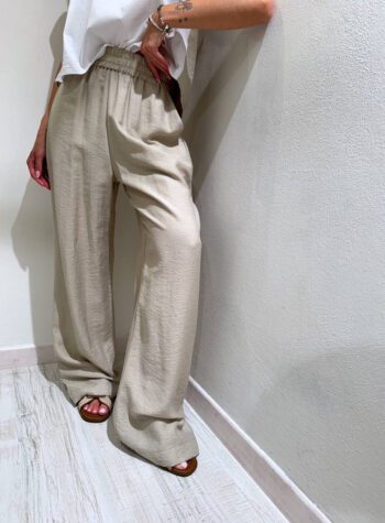 Shop Online Pantalone palazzo beige con elastico HaveOne