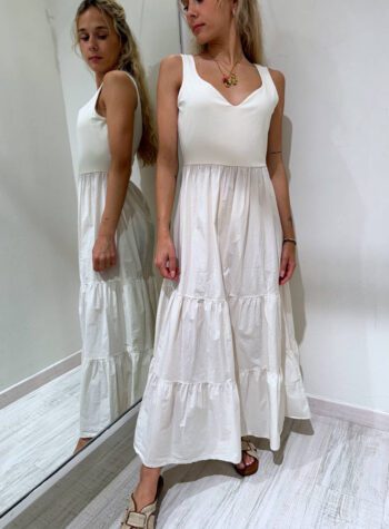 Shop Online Vestito midi a balze nero in cotone HaveOne