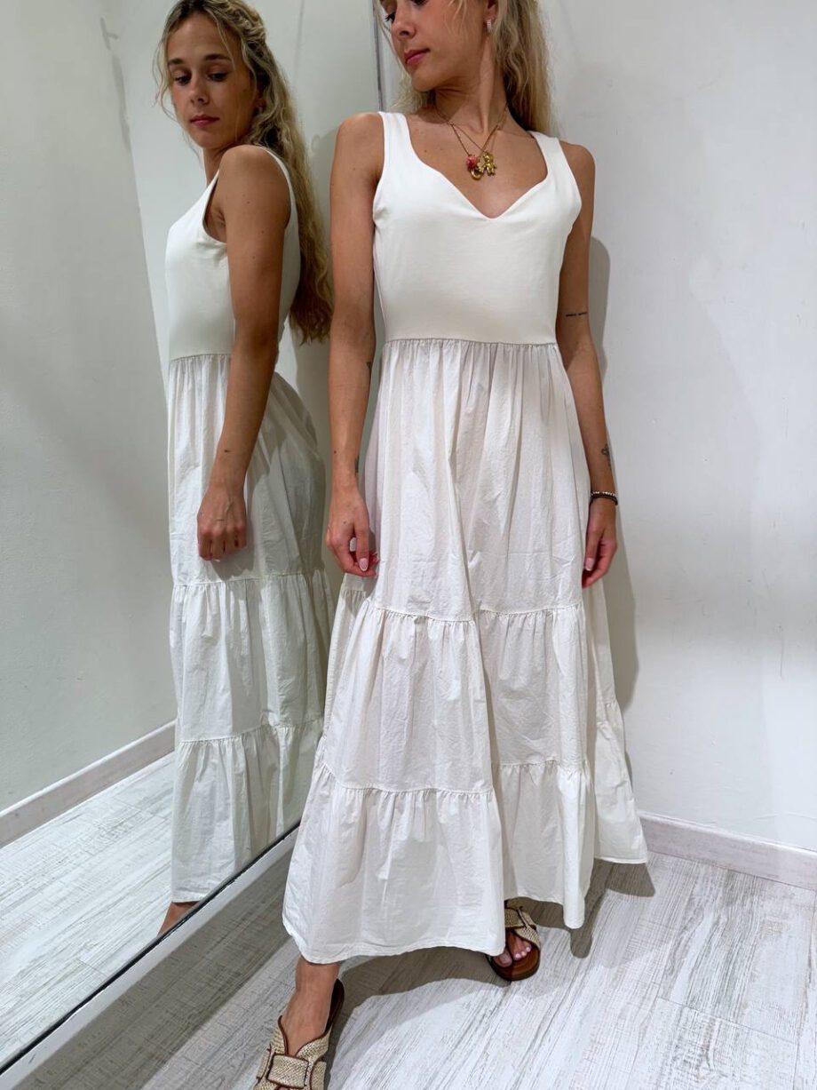 Shop Online Vestito midi a balze nero in cotone HaveOne